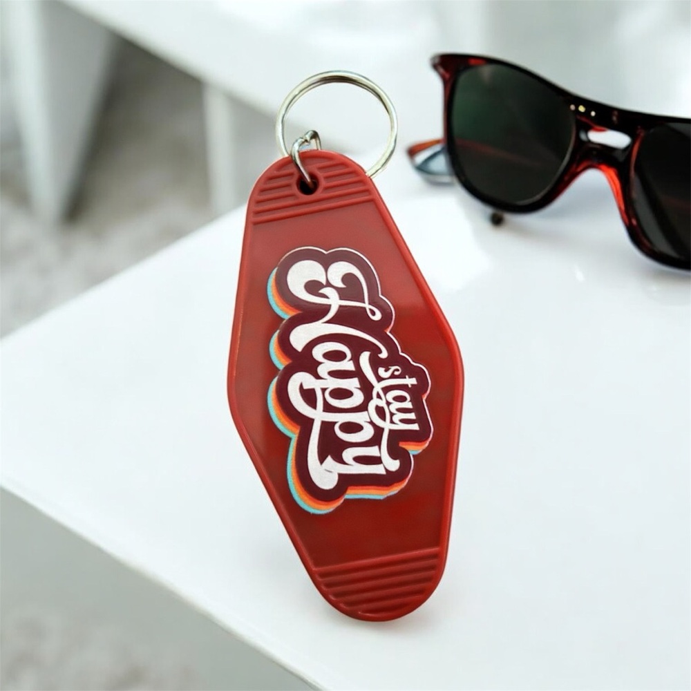 Red Keychain with Retro Design